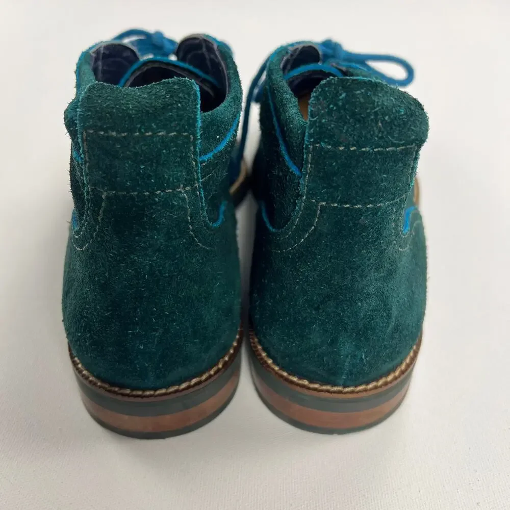 Cole Haan Air Charles Bottle Green Suede Chukka Boots Turquoise Laces Size 10M